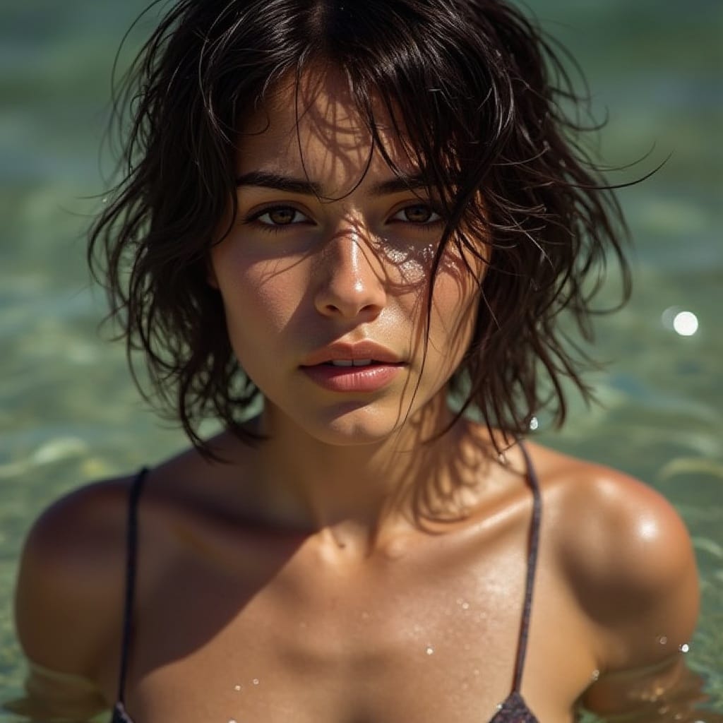 Realistic style portrait of a young woman