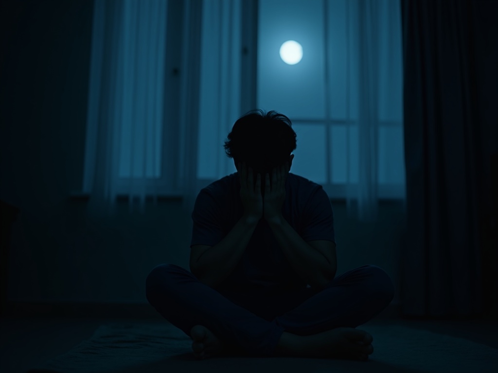 young-indian-man-sitting-on-the-floor-of-a-dark-ybg214byrq