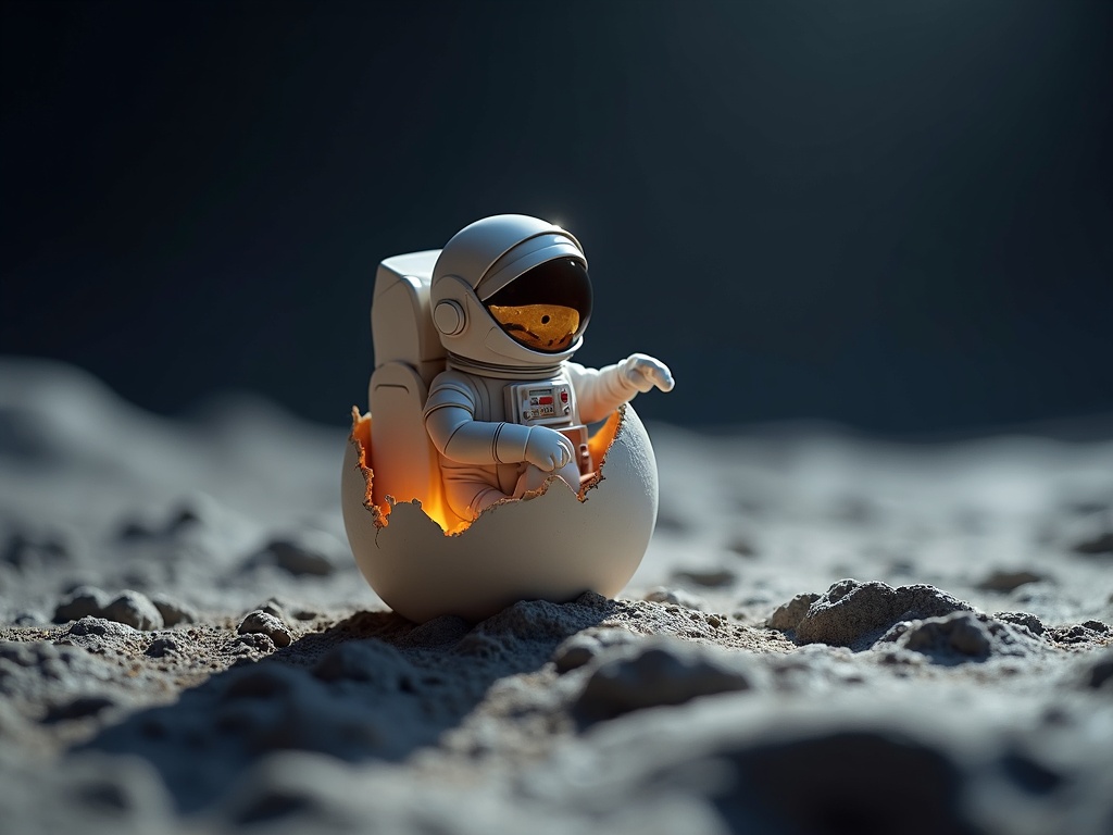 a-tiny-astronaut-hatching-from-an-egg-on-the-moon-yo98f8zvu7