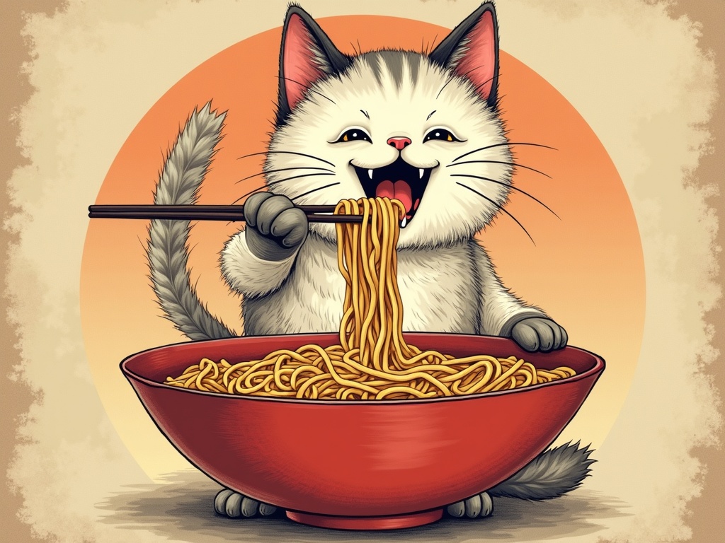 realistic-crazy-cat-sitting-happily-and-eating-dq83n3b5vb